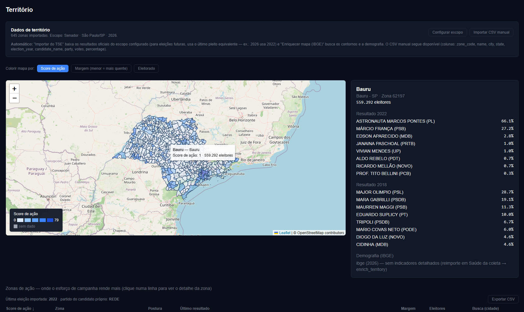 Mapa Territorial do PulseCamp